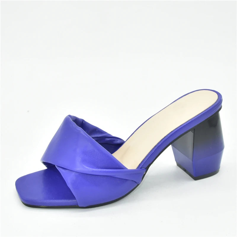 Latest Italian Ladies Shoes Nigerian Women Shoes Pu Leather Slingback Slipper for Party Open Toe Pumps High Heels Sexy Ladies