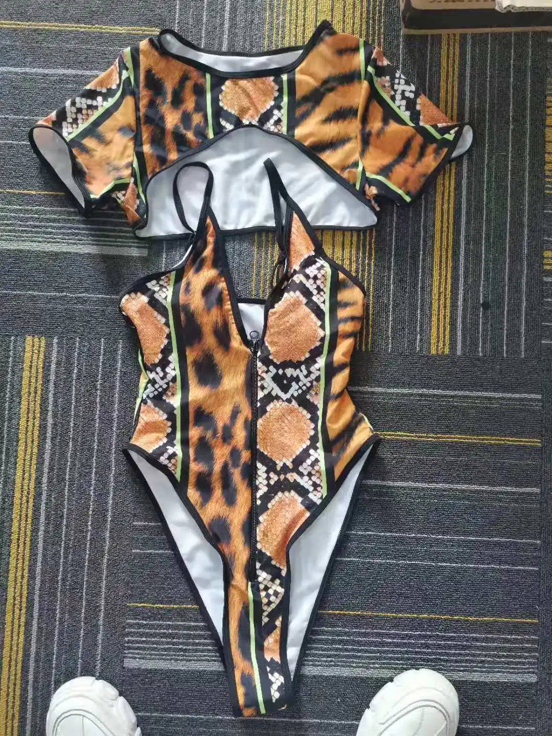 2022 New 4XL 5XL Women Plus Size Swimwear 3 Piece Swimsuit Leopard Print Plus Size Swimwear Bikini for Fat Women