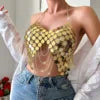 Festival Outfit 2024 Summer New Fashion Nightclub Sexy Sequin Bright Triangle Stitching Bikini Hollow Out Tank Top