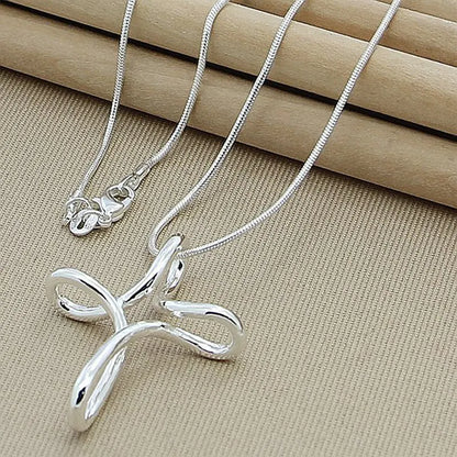 DOTEFFIL Collana con ciondolo croce in argento sterling 925 Catena a serpente da 16-30 pollici per gioielli di fidanzamento di nozze di moda donna
