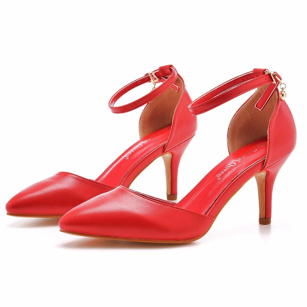 Sandales à talon aiguille et bout pointu pour femmes, grande taille, commerce extérieur, chaussures blanches à bout pointu, talons hauts pour femmes
