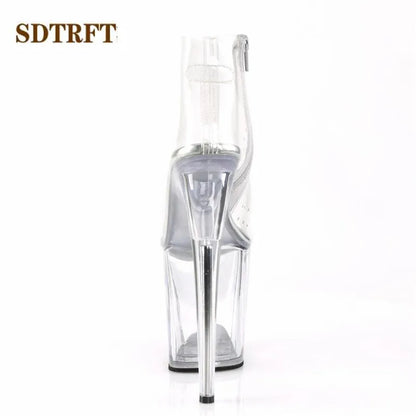 SDTRFT Tacchi a spillo 20 cm Tacchi sottili Stivaletti piattaforme trasparenti scarpe Donna Botas Mujer Décolleté da festa Sandali open toe estivi