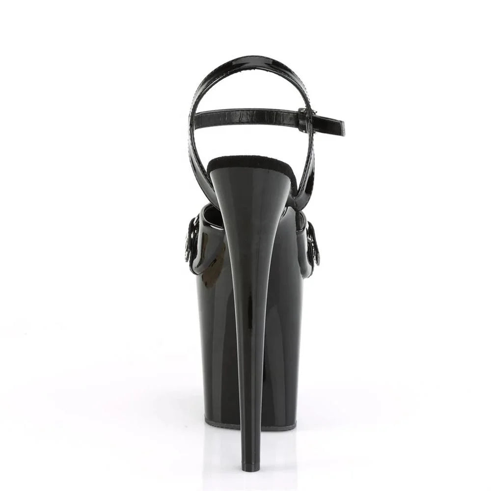 8inch-20cm Open Toe Summer Autumn Outdoor Anti-Slip Waterproof Plastic Platform Stiletto Heel Pole Dance Heeled Sandals Black