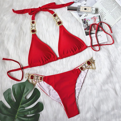 Neuer Badeanzug Kristall-Diamant-Badeanzug Sexy Badeanzug Fabrik auf Lager Metallaccessoires Bikini Schmuck Bademode