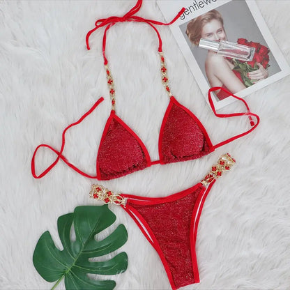 Maillot de bain fendu de plage, bikini en diamant cristal, vente chaude, usine, en stock, bijoux, maillots de bain pour femmes