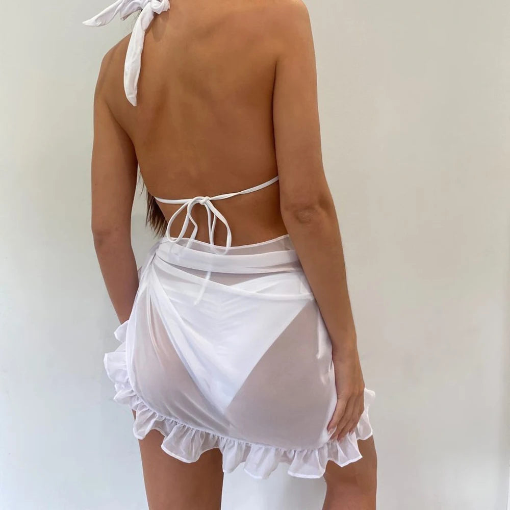 Damen Strand Wickelkaftan Sarong Röcke 9 Farben Sexy Badeanzug Überwürfe Chiffon Pareo Schal Bikini Strandmode Einfarbig