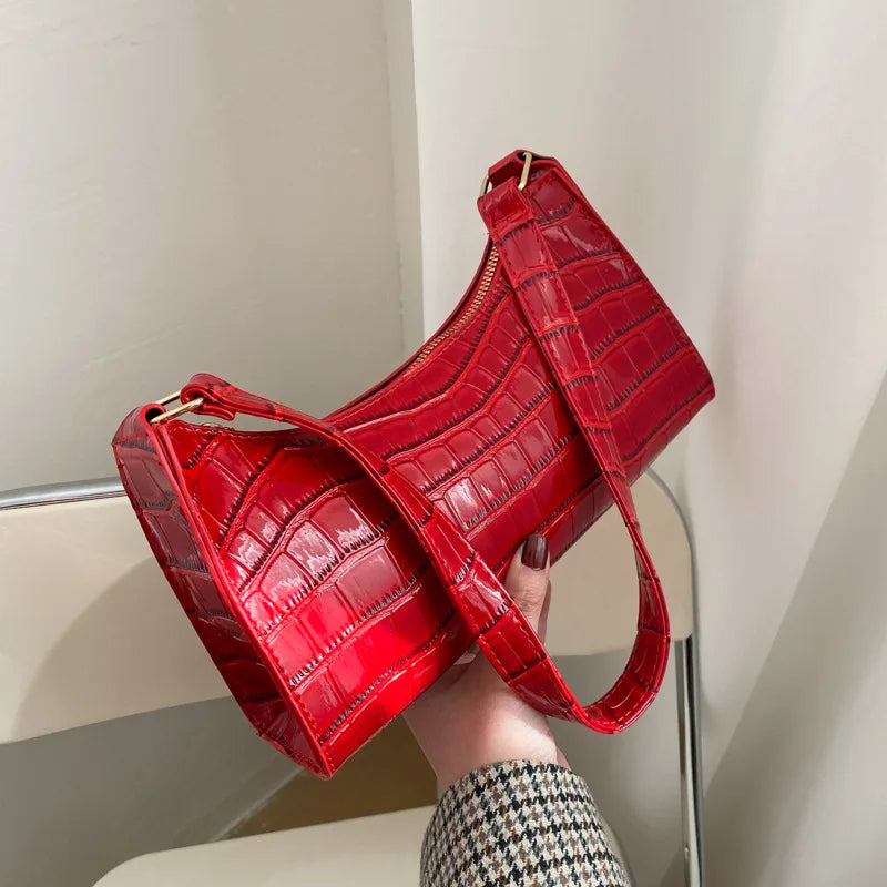Borse in pelle PU moda per donna Borsa da ascella modello alligatore Borsa da donna piccola borsa a tracolla sotto le ascelle