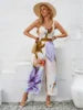 Nouvelle Tendance Mode Été Robe-Pantalon Halter Casual et Élégante Combinaison Imprimée Col V Halter Creuse à Jambes Larges