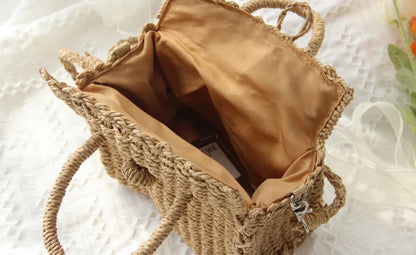 Gusure Ladies Summer Straw Woven Crossbody Bags Casual Small Hasp Shoulder Bag rafia Square Rattan Messenger Bag borse borsa