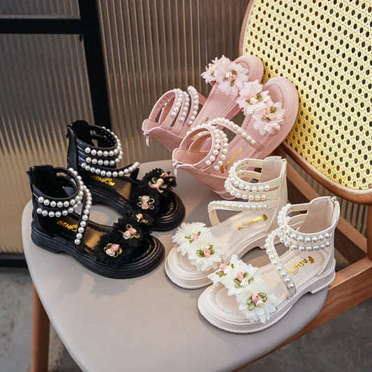 Girls' Sandals Summer Fashion Princess Shoes Summer New Open Toe Little Girl Student Roman Shoes