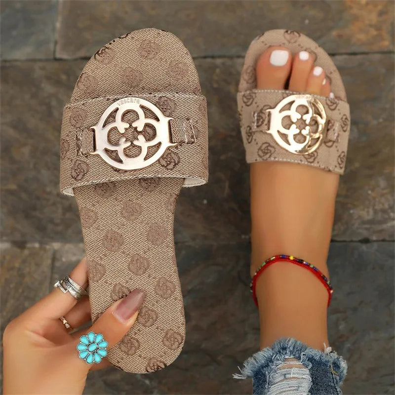 Women's Lightweight Beach Sandals Plus Size Thick Bottom Metal Buckle for Slippers Trade Quality for Slippers for Ladies