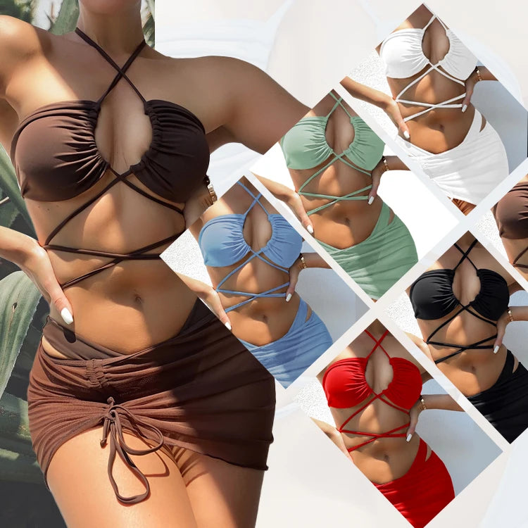 JSN75003 Sexy Damen High Waist Bikini Badeanzug Weiblicher Tanga Brasilianischer Biquini Bikini-Set Badebekleidung