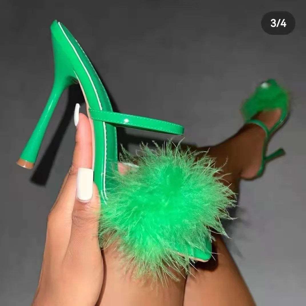 Women's Winter Fashion Stiletto Heels Plus-Size Open Toe Solid Color Pumps 5cm Heel Height Platform Shoes Sandals Summer Comfort