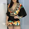 Women's Cami Jumpsuit Casual Summer Floral Printed Playsuit  Women Rompers 3/4 Sleeve Backless Playsuit Women Clothes