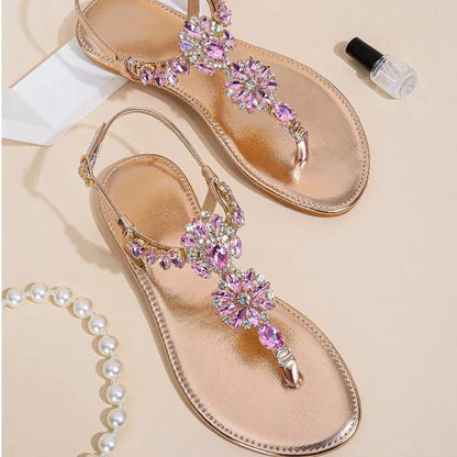 Sandales tendance pour femme, logo personnalisable, sac Opp, style coréen, toutes saisons, plates, bout ouvert, plateforme, cristal