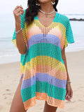 2024 Sexy Hollow Women Bathing Suit Knitted Crochet Top Swimsuit Beachwear Mesh Bikini Cover up Ladies Summer Beach Dresses