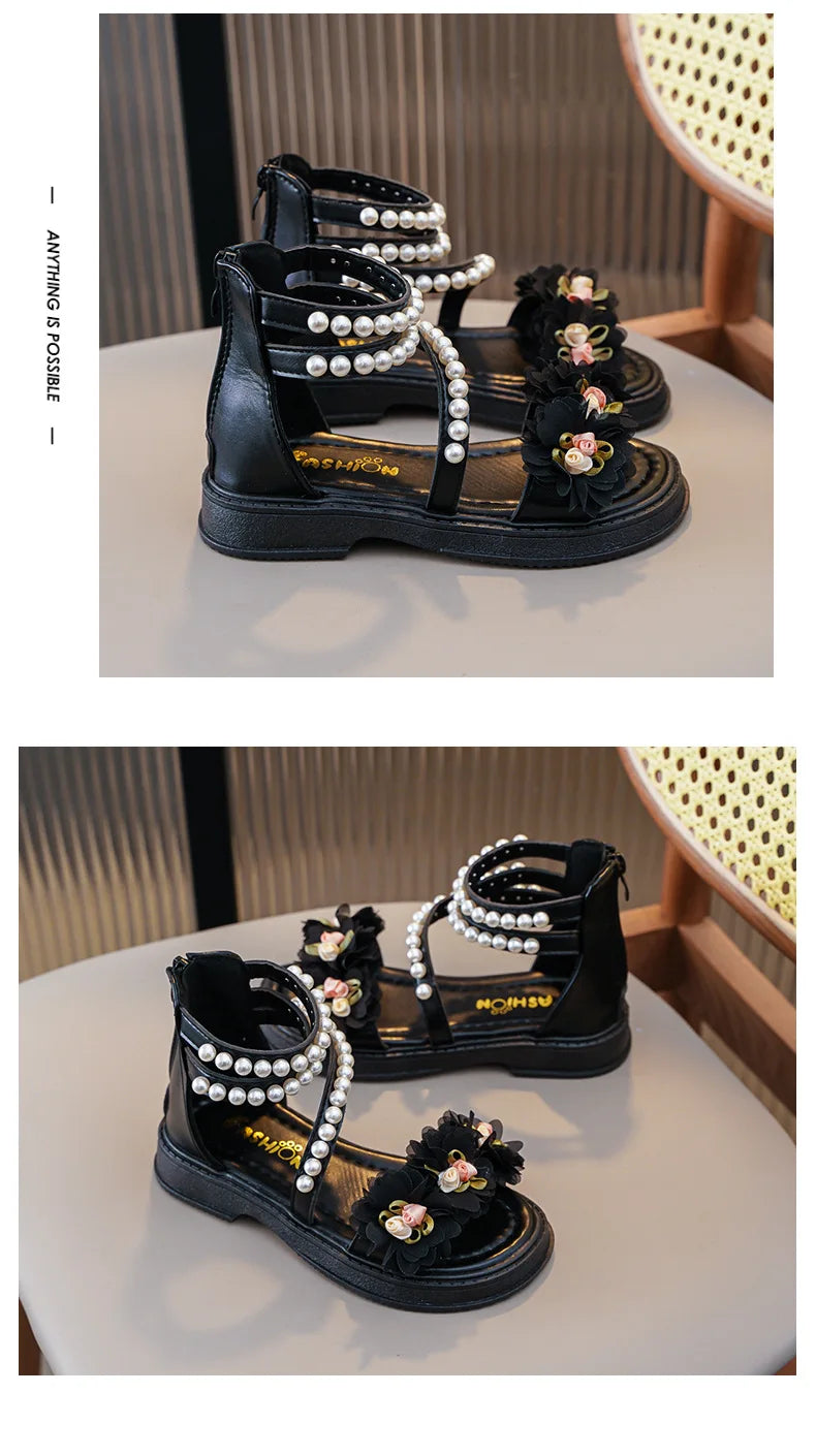Girls' Sandals Summer Fashion Princess Shoes Summer New Open Toe Little Girl Student Roman Shoes