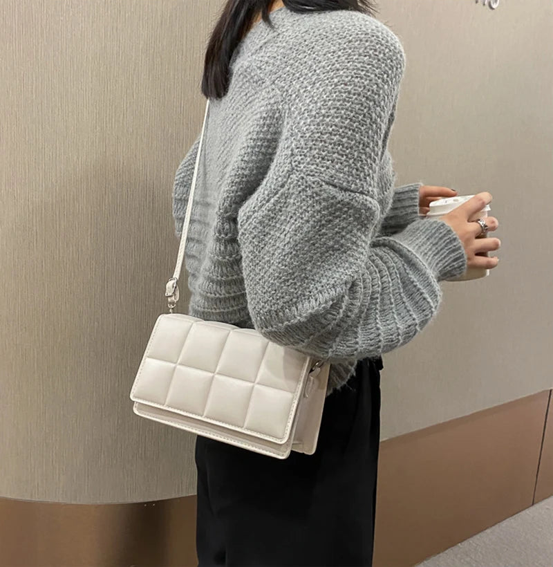 Nuove borse a tracolla moda tinta unita borsa a tracolla da viaggio femminile plaid piccole borse a tracolla in pelle PU per donna