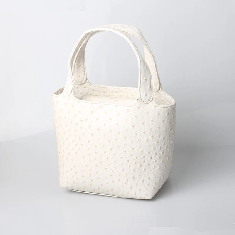XMESSUN Borsa da donna retrò elegante con motivo struzzo da donna Moda retrò 2026 Nuova borsa con manico superiore per le vacanze estive al mare