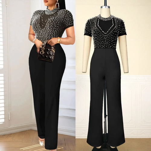 D3298 Latest Design Autumn Jumpsuit Women Elegant Solid Color Slash Neck Wide Leg Jumpsuit for Ladies