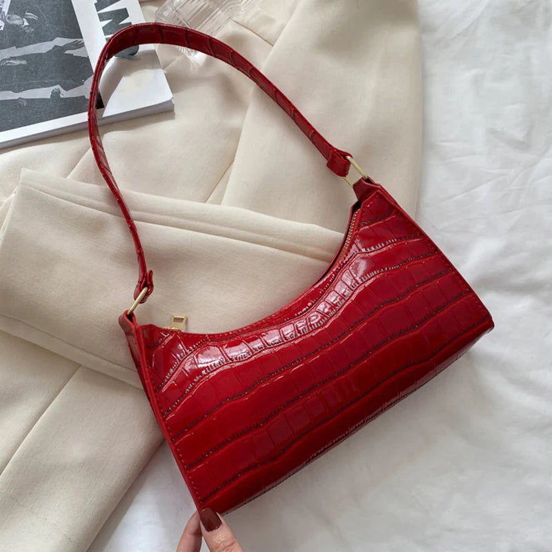 Borse in pelle PU moda per donna Borsa da ascella modello alligatore Borsa da donna piccola borsa a tracolla sotto le ascelle