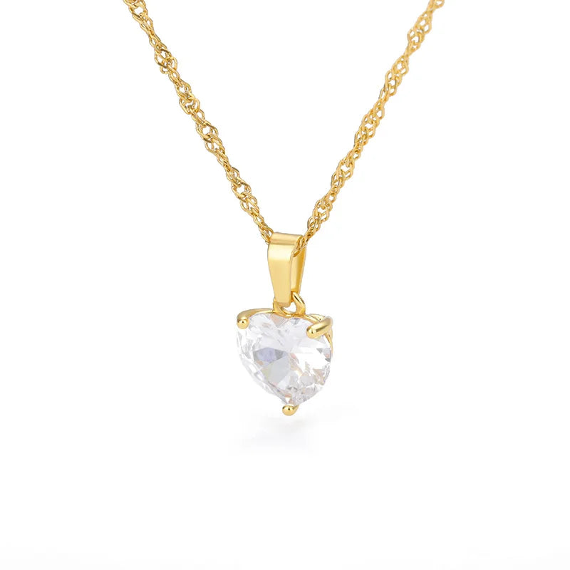 Collane a cuore per donna Collana girocollo in acciaio inossidabile placcato oro con zirconi a forma di cuore Collana girocollo Gioielli Boho da sposa Regalo Femme