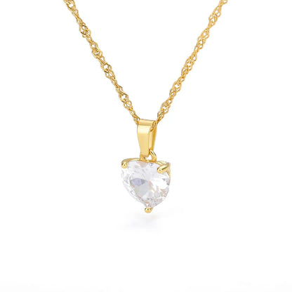 Collane a cuore per donna Collana girocollo in acciaio inossidabile placcato oro con zirconi a forma di cuore Collana girocollo Gioielli Boho da sposa Regalo Femme