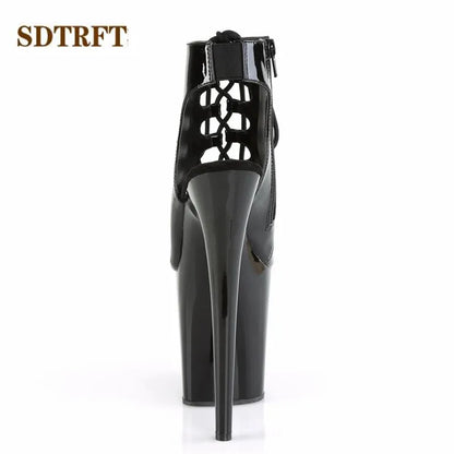 SDTRFT Tacchi a spillo 20 cm Tacchi sottili Stivaletti piattaforme trasparenti scarpe Donna Botas Mujer Décolleté da festa Sandali open toe estivi
