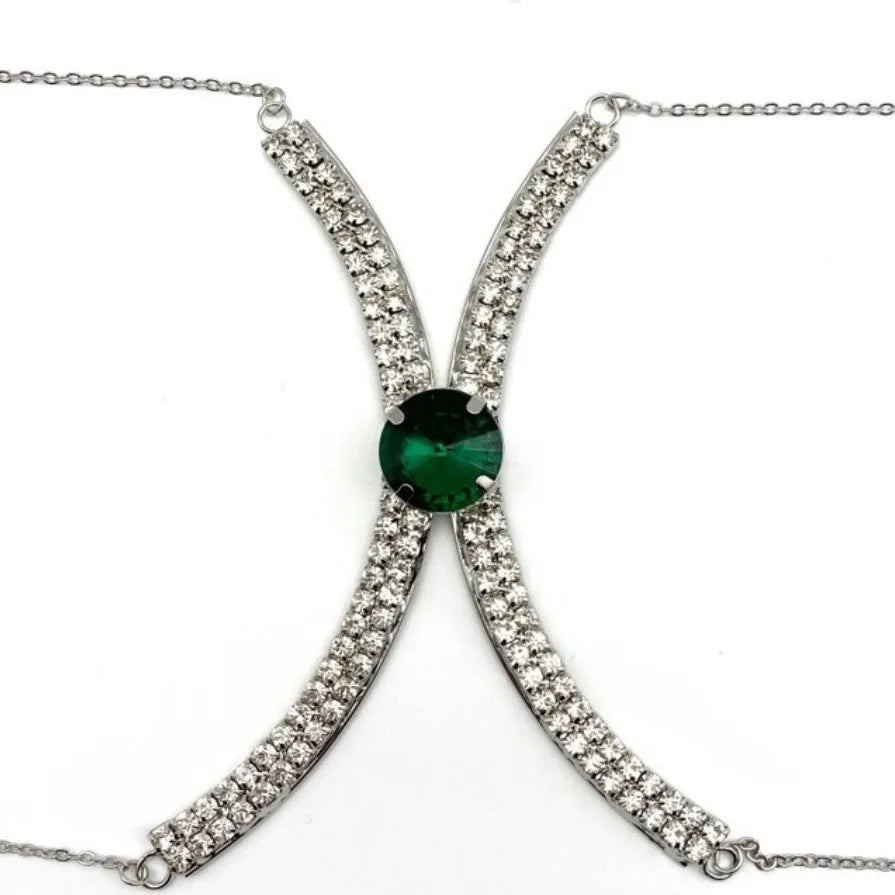 Sexy BodyChain Necklace Elegant Summer Crystal Rhinestone Crossover Waist Belly Chain Bikini Accessories 0762