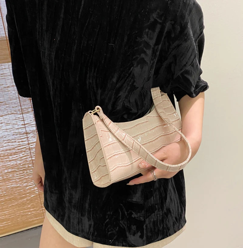 Borse in pelle PU moda per donna Borsa da ascella modello alligatore Borsa da donna piccola borsa a tracolla sotto le ascelle