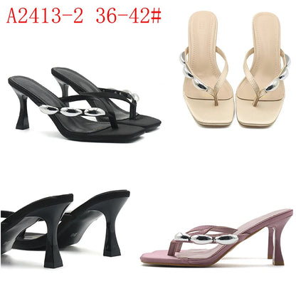 Y 36-42 Sandales grande taille pour femmes à la mode, sandales simples à talons aiguilles, polyvalentes, sexy, pour soirée