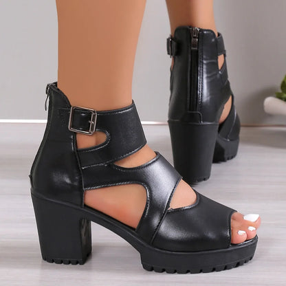 High Heel Plateausandalen für Damen-Sommerkollektion, wasserdichte Plateauschuhe, hochhackige Fischmaul-Römersandalen für Damen