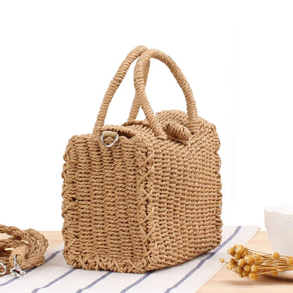 Gusure Ladies Summer Straw Woven Crossbody Bags Casual Small Hasp Shoulder Bag rafia Square Rattan Messenger Bag borse borsa
