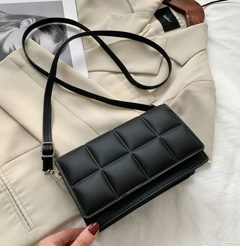 Nuove borse a tracolla moda tinta unita borsa a tracolla da viaggio femminile plaid piccole borse a tracolla in pelle PU per donna
