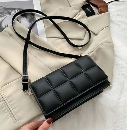 Nuove borse a tracolla moda tinta unita borsa a tracolla da viaggio femminile plaid piccole borse a tracolla in pelle PU per donna