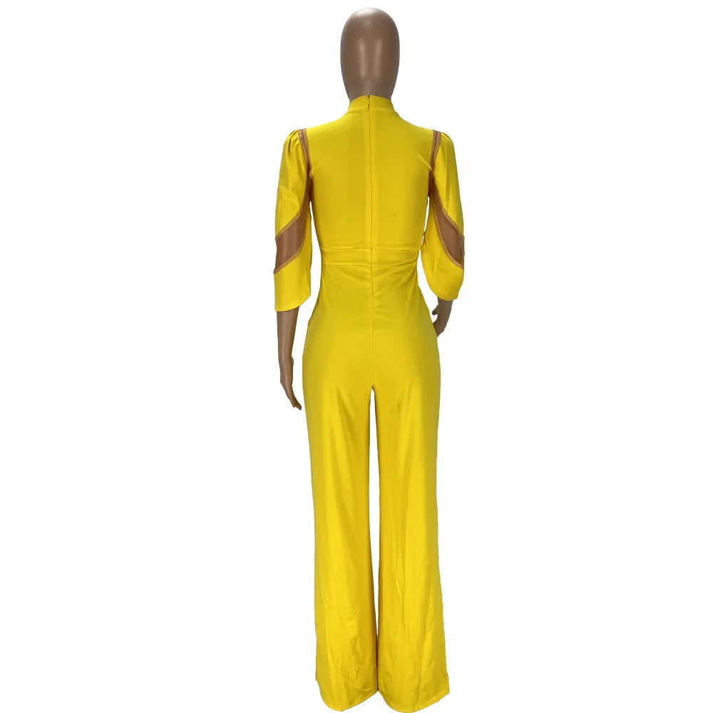 Liu Ming Women's Sexy Mesh Patchwork Bodycon Bodysuit Color Overalls Playsuit for Night Club Party Jumpsuit for Summer