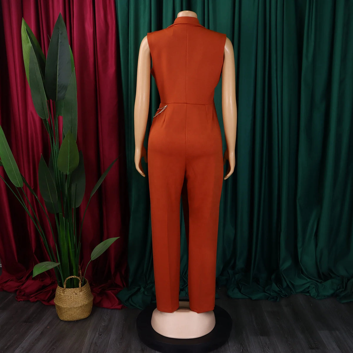 Fashion Sleeveless Women Spring Autumn High Waist Straight Wide Leg Jumpsuit