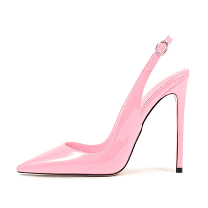 Large Size High Heel Summer Dress Pumps Pointy Toe Back Strap Sandals Slim Slingbacks Lightweight and Soft for Autumn