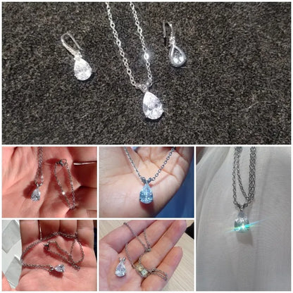 Huitan Goccia d'acqua Cubic Zirconia Collana da donna in cristallo Accessori femminili semplici ed eleganti Regalo Gioielli da sposa 2021 Alla moda