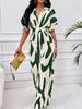 2025 Fashion Frühling Sommer Neue High Waist Kurzarm Jumpsuits Weites Bein Hosen Overalls Damen Bedruckter Sommer Lockerer Jumpsuit