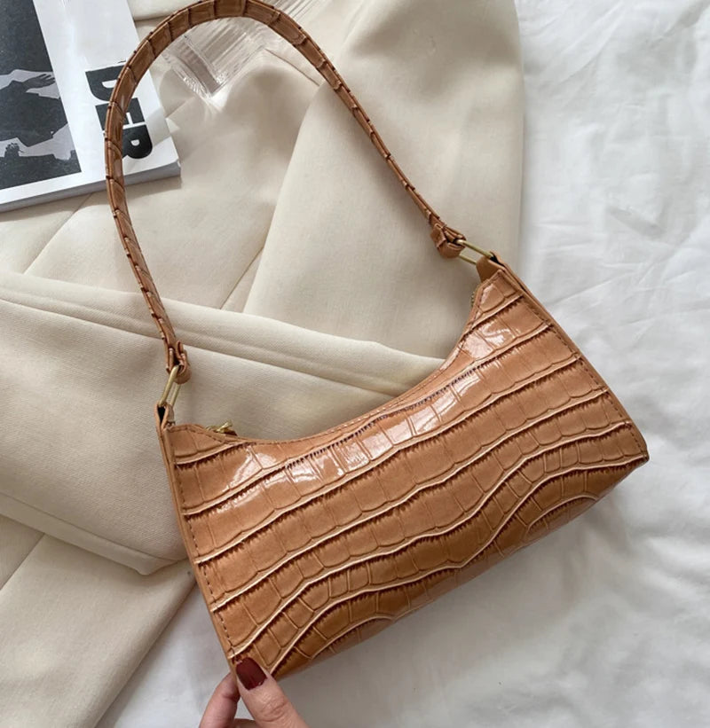 Borse in pelle PU moda per donna Borsa da ascella modello alligatore Borsa da donna piccola borsa a tracolla sotto le ascelle