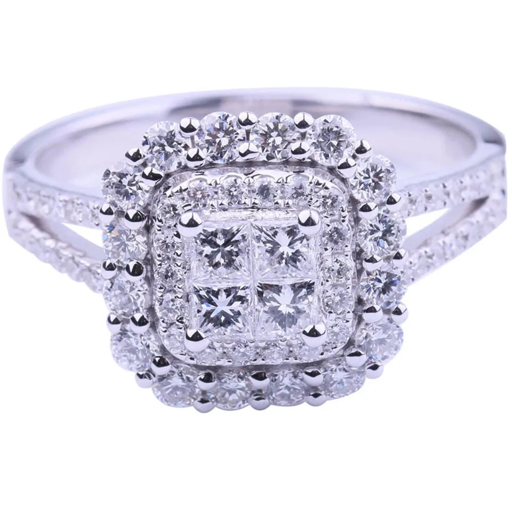 Huitan splendido anello da donna a forma quadrata completamente bling ghiacciato micro pavimenta cristallo zircone abbagliante anello da sposa anello di fidanzamento per matrimonio