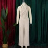 C8604 Latest Design African Jumpsuit Women Sexy Sleeveless V-neck Suit Collar Metal Chain Casual Wide Leg Jumpsuits for Ladies