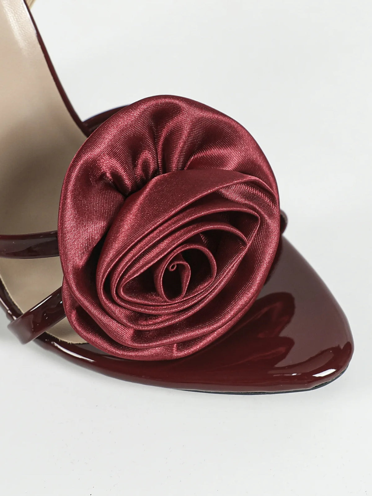 Sandales à Talon Aiguille Bride Cheville Bout Ouvert Rose Rouge Motif Fleur 3D Tendance Mode Été Extérieur Fermeture à Enfiler