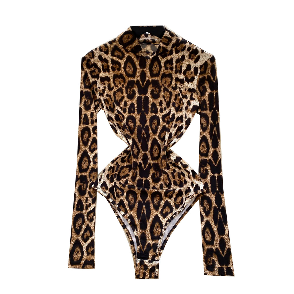 Y2K Rollkragen-Overall schmal geschnitten für Damen, hoher Bund, Leopardenmuster, Spitze, Bodysuit, Damen, sexy Strampler, Großhandel