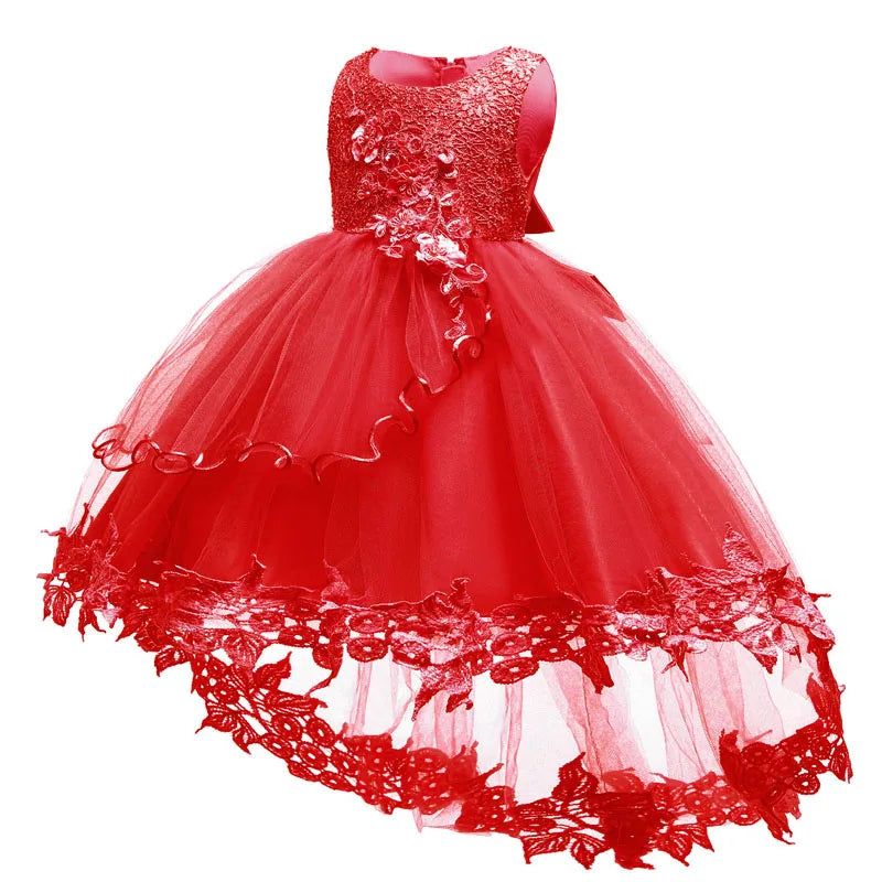 Abiti bianchi da battesimo per bambine, in pizzo, stile principessa, per il primo compleanno, feste di matrimonio, abito lungo con strascico, vestito per neonate, Vestidos