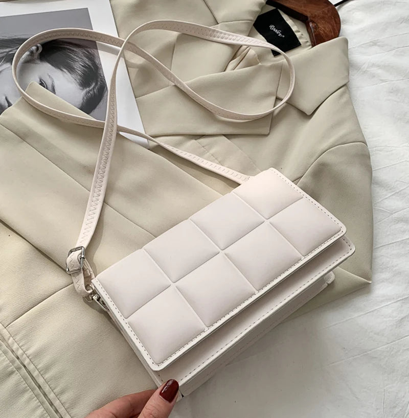 Nuove borse a tracolla moda tinta unita borsa a tracolla da viaggio femminile plaid piccole borse a tracolla in pelle PU per donna