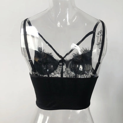 Haut à lacets sexy et perspective pour femmes SML et soutien-gorge à bretelles cil, nouvelle mode d'été, coupe ajustée, style fille sexy