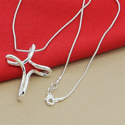 DOTEFFIL Collana con ciondolo croce in argento sterling 925 Catena a serpente da 16-30 pollici per gioielli di fidanzamento di nozze di moda donna