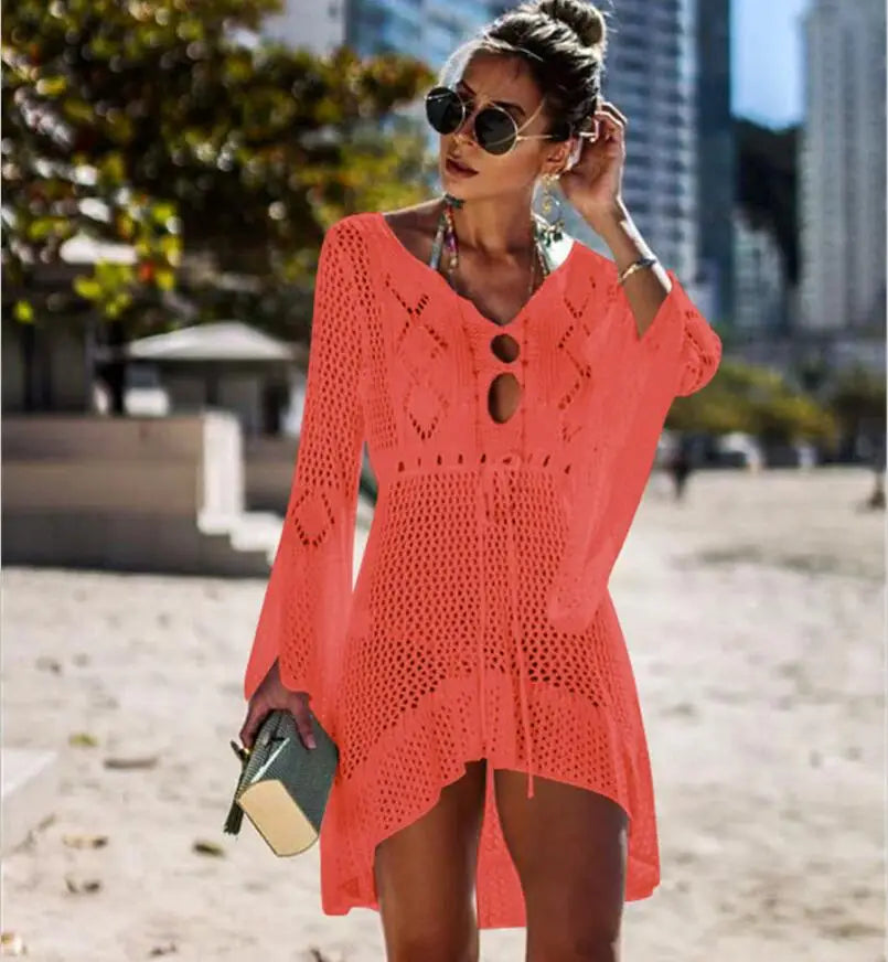 Wholesale Beach Pareos Cover up Embroidery Bikini Cover up Swimwear Women Robe Plage Beach Bathing Suit Cover OEM Service Adults